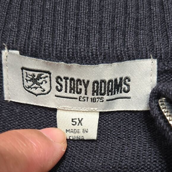 Stacy Adams Navy Blue Tan Plaid Quarter Zip Pullover Sweater Sz 5X - Picture 8 of 12